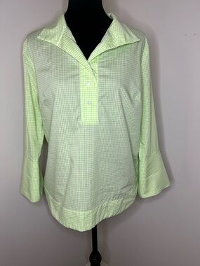 Sara Campbell Lime Green Gingham Button-Front Popover